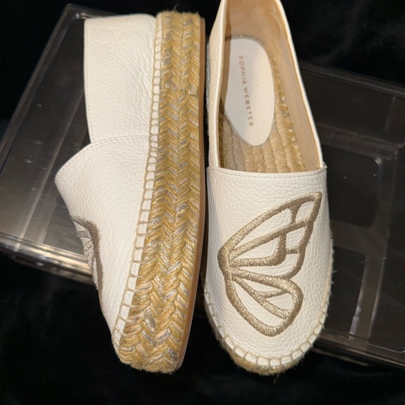 Sophia Webster White and Tan Espadrilles with Butterfly Design - Picture 7 of 11